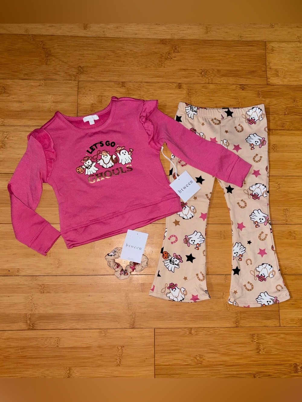 NWT Girl’s Size 4T Halloween Outfit - Crewneck Top & Flare Pants Leggings Set